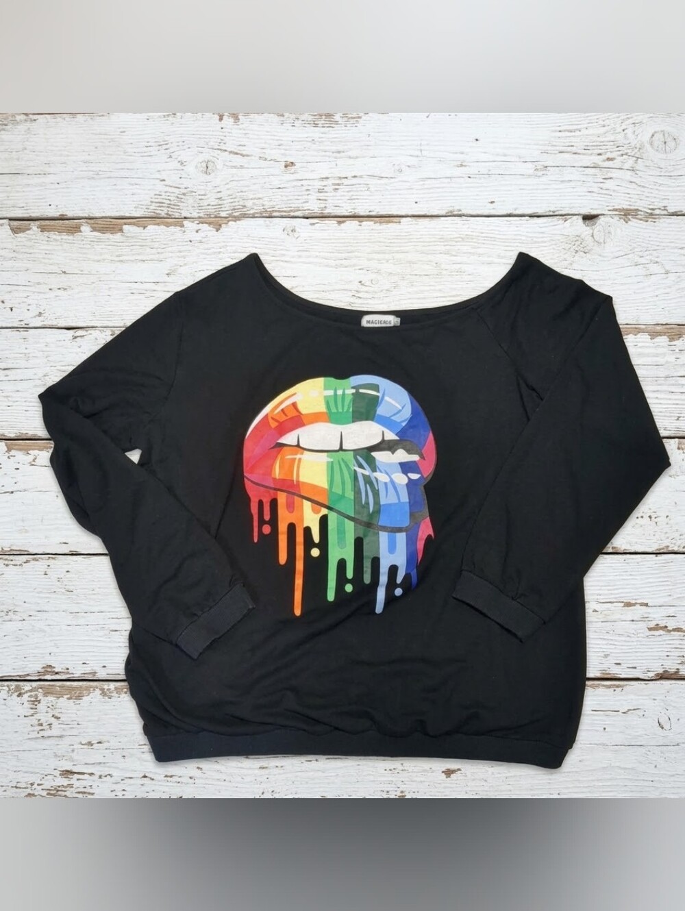 Magicmk Pull Over Sweater With Decal Women's Plus Size 3X